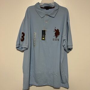 US Polo Assn. Men's Short Sleeve Polo Shirt 2XL Big Tall Blue 100% Cotton New